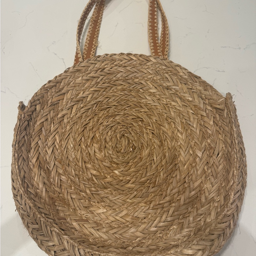 Vintage Threads  Woven Straw Boho Tote Bag - Tan